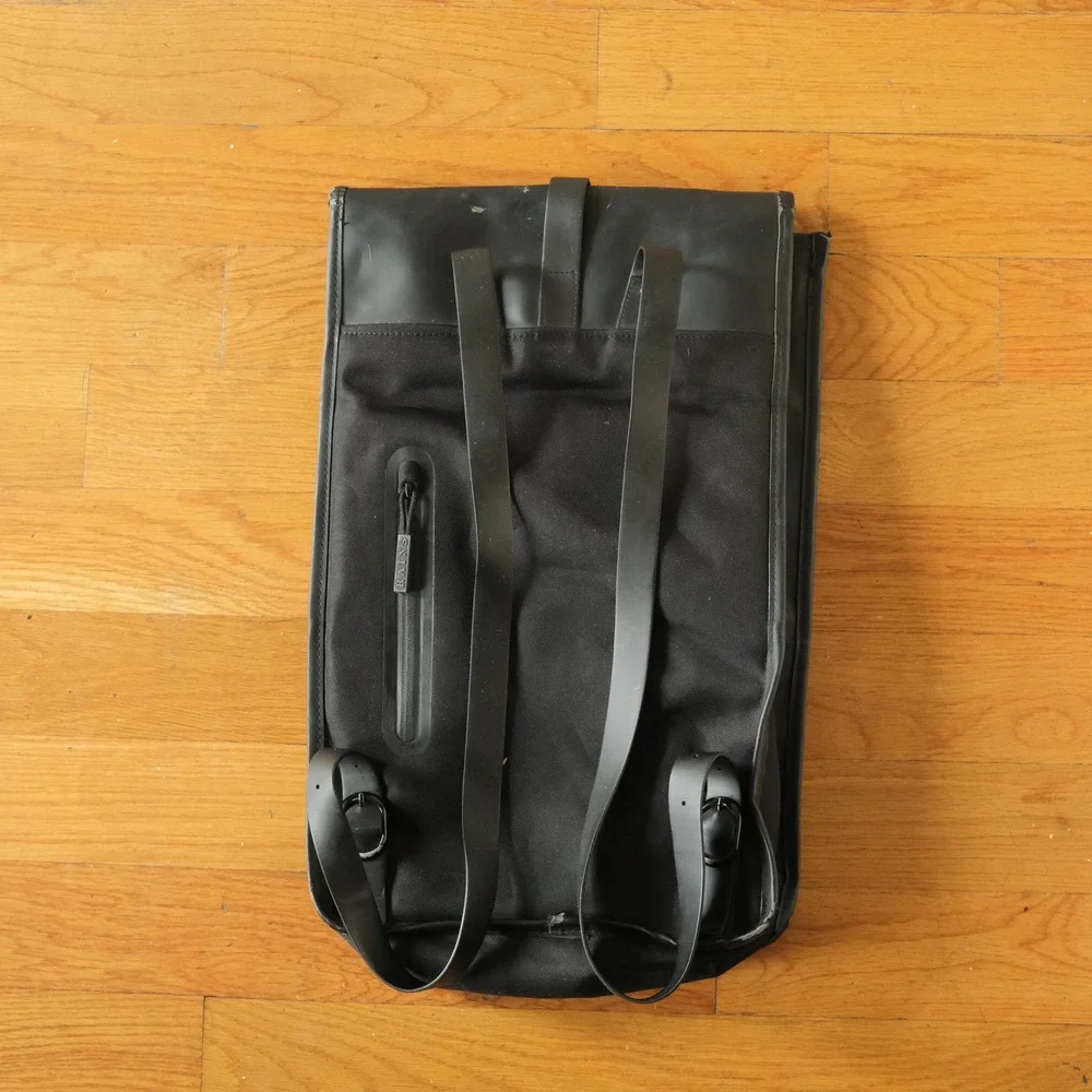 Rains Backpack Unisex Black Waterproof Matte Minimalist OS Laptop Bag